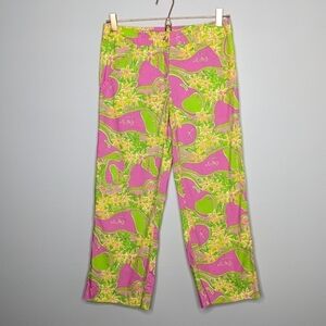 Vintage Lilly Pulitzer Line Drive pink yellow green golf pant 2
